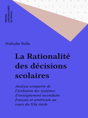 cover image of La Rationalité des décisions scolaires